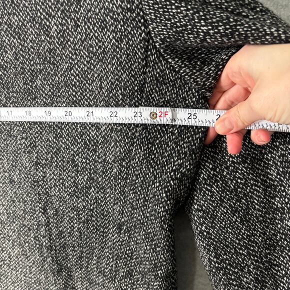 Calvin‎ Klein Jacket Large Black Wool Tweed Pea Coat Long Warm Pockets Collar - Picture 9 of 13